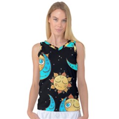 Seamless-pattern-with-sun-moon-children Women s Basketball Tank Top by uniart180623