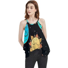 Seamless-pattern-with-sun-moon-children Flowy Camisole Tank Top by uniart180623