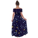 Seamless-pattern-with-cartoon-zodiac-constellations-starry-sky Off Shoulder Open Front Chiffon Dress View2