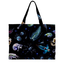 Colorful-abstract-pattern-consisting-glowing-lights-luminescent-images-marine-plankton-dark Zipper Mini Tote Bag by uniart180623