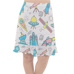 Cute-seamless-pattern-with-space Fishtail Chiffon Skirt