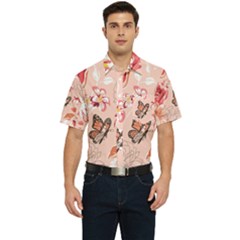 Beautiful-seamless-spring-pattern-with-roses-peony-orchid-succulents Men s Short Sleeve Pocket Shirt  by uniart180623