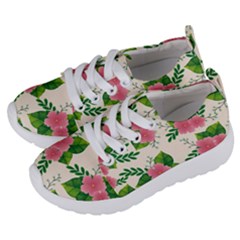 Cute-pink-flowers-with-leaves-pattern Kids  Lightweight Sports Shoes by uniart180623