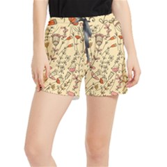 Seamless-pattern-with-different-flowers Women s Runner Shorts by uniart180623