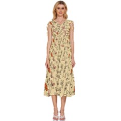 Seamless-pattern-with-different-flowers V-neck Drawstring Shoulder Sleeveless Maxi Dress by uniart180623