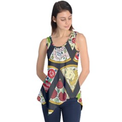 Vector-seamless-pattern-with-italian-pizza-top-view Sleeveless Tunic by uniart180623