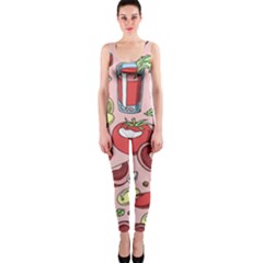 Tomato-seamless-pattern-juicy-tomatoes-food-sauce-ketchup-soup-paste-with-fresh-red-vegetables One Piece Catsuit by uniart180623