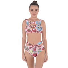 Tomato-seamless-pattern-juicy-tomatoes-food-sauce-ketchup-soup-paste-with-fresh-red-vegetables Bandaged Up Bikini Set  by uniart180623
