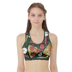 Vector-seamless-pizza-slice-pattern-hand-drawn-pizza-illustration-great-pizzeria-menu-background Sports Bra With Border by uniart180623