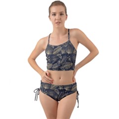 Elegant-pattern-with-golden-tropical-leaves Mini Tank Bikini Set by uniart180623