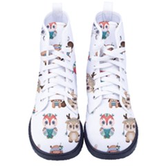 Cute-cartoon-boho-animals-seamless-pattern Kid s High-top Canvas Sneakers by uniart180623