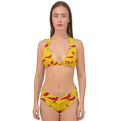 Chili-vegetable-pattern-background Double Strap Halter Bikini Set by uniart180623