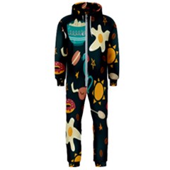 Seamless-pattern-with-breakfast-symbols-morning-coffee Hooded Jumpsuit (men) by uniart180623