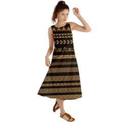 Set-antique-greek-borders-seamless-ornaments-golden-color-black-background-flat-style-greece-concept Summer Maxi Dress