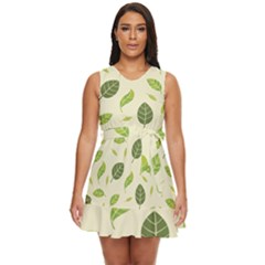 Leaf-spring-seamless-pattern-fresh-green-color-nature Waist Tie Tier Mini Chiffon Dress by uniart180623
