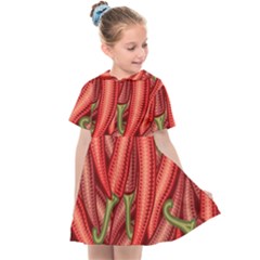 Seamless-chili-pepper-pattern Kids  Sailor Dress by uniart180623
