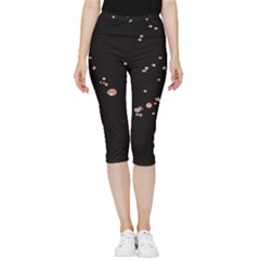 Abstract Rose Gold Glitter Background Inside Out Lightweight Velour Capri Leggings  by artworkshop