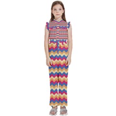 Zigzag-pattern-seamless-zig-zag-background-color Kids  Sleeveless Ruffle Edge Band Collar Chiffon One Piece by uniart180623