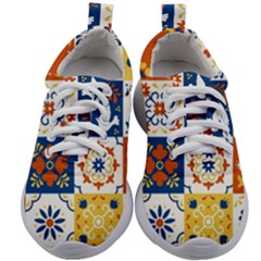 Mexican-talavera-pattern-ceramic-tiles-with-flower-leaves-bird-ornaments-traditional-majolica-style- Kids Athletic Shoes
