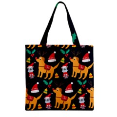 Funny Christmas Pattern Background Zipper Grocery Tote Bag by uniart180623