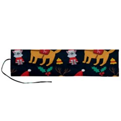 Funny Christmas Pattern Background Roll Up Canvas Pencil Holder (l) by uniart180623