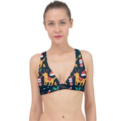 Funny Christmas Pattern Background Classic Banded Bikini Top by uniart180623