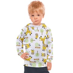 Vector-pattern-with-cute-giraffe-cartoon Kids  Hooded Pullover by uniart180623