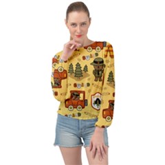 Seamless-pattern-funny-ranger-cartoon Banded Bottom Chiffon Top by uniart180623