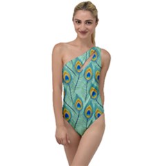 Lovely-peacock-feather-pattern-with-flat-design To One Side Swimsuit by uniart180623
