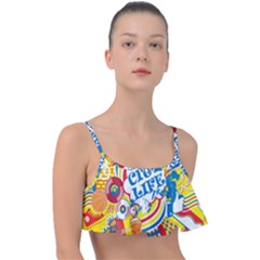 Colorful-city-life-horizontal-seamless-pattern-urban-city Frill Bikini Top by uniart180623