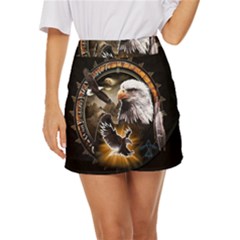 Eagle Dreamcatcher Art Bird Native American Mini Front Wrap Skirt by uniart180623