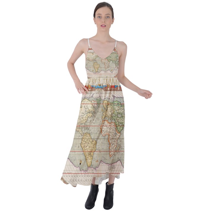 Old World Map Of Continents The Earth Vintage Retro Tie Back Maxi Dress
