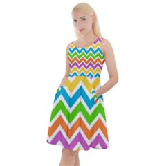 Chevron-pattern-design-texture Knee Length Skater Dress With Pockets by uniart180623