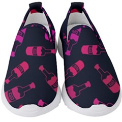 Wine Bottles Background Graphic Kids  Slip On Sneakers by uniart180623