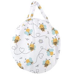 Bee Art Pattern Design Wallpaper Background Print Giant Round Zipper Tote by uniart180623