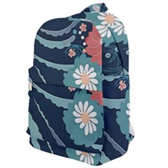 Waves Flowers Pattern Water Floral Minimalist Classic Backpack by uniart180623