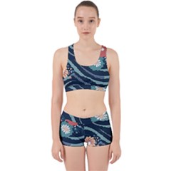 Waves Flowers Pattern Water Floral Minimalist Work It Out Gym Set