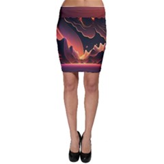 Fire Flame Burn Hot Heat Light Burning Orange Bodycon Skirt by uniart180623