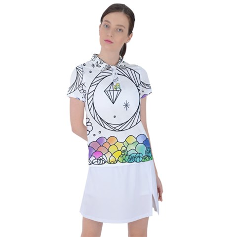 Rainbow Fun Cute Minimal Doodle Drawing Women s Polo Tee by uniart180623