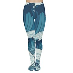 Waves Ocean Sea Pattern Water Tsunami Rough Seas Tights by uniart180623