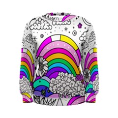 Rainbow Fun Cute Minimal Doodle Drawing Art Women s Sweatshirt by uniart180623