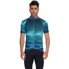 Tsunami Waves Ocean Sea Nautical Nature Water Men s Short Sleeve Cycling Jersey