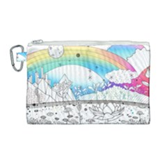 Rainbow Fun Cute Minimal Doodle Drawing Arts Canvas Cosmetic Bag (large) by uniart180623