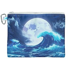 Waves Ocean Sea Tsunami Nautical Blue Canvas Cosmetic Bag (xxl) by uniart180623