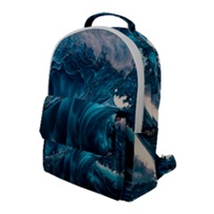 Tsunami Waves Ocean Sea Water Rough Seas Flap Pocket Backpack (large) by uniart180623