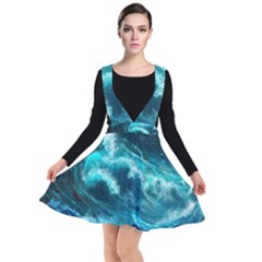 Thunderstorm Tsunami Tidal Wave Ocean Waves Sea Plunge Pinafore Dress by uniart180623