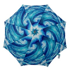 Tsunami Tidal Wave Ocean Waves Sea Nature Water Blue Painting Hook Handle Umbrellas (small) by uniart180623