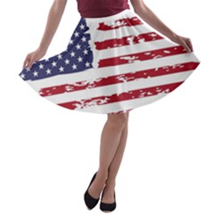 Flag Usa Unite Stated America A-line Skater Skirt by uniart180623