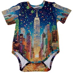 New York Confetti City Usa Baby Short Sleeve Bodysuit by uniart180623