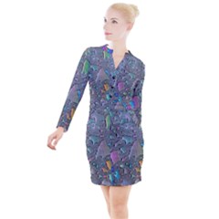 Glass Drops Rainbow Button Long Sleeve Dress by uniart180623